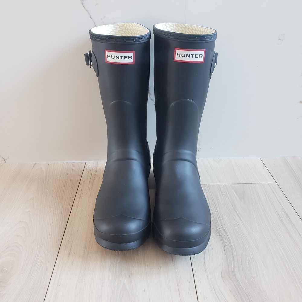 Hunter Rain Boots Womens 9 Black Original Short Waterproof W23758 Wellington
